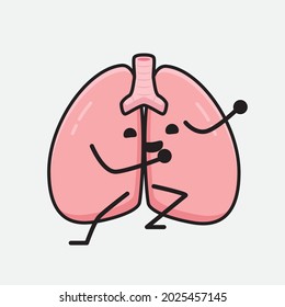 Vector Illustration of Lungs Character with cute face and simple body line drawing on isolated background
