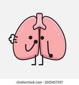 Vector Illustration of Lungs Character with cute face and simple body line drawing on isolated background