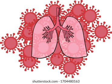 Vector illustration of lungs and coronavirus 