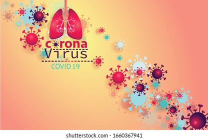vector illustration of Lungs and coronavirus background.