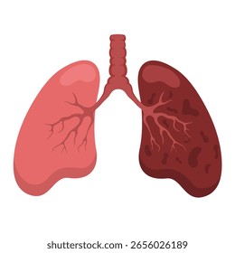 vector illustration of lungs damaged by smoking