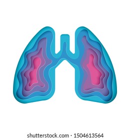 Vector illustration of the Lungs done in 3D origami paper cut style. Modern illustration for the medicine, health care and anatomy theme.