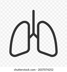 Vector illustration of lungs icon in dark color and transparent background(png).