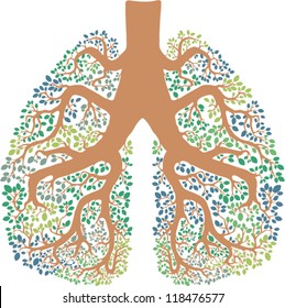vector illustration of lungs looking like a tree