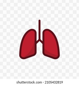 Vector illustration of lungs in red colors and transparent background(png).