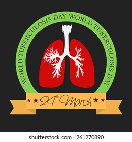 Vector illustration of a lungs for World Tuberculosis Day in black background.