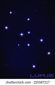 Vector illustration of Lupus constellation in blue 