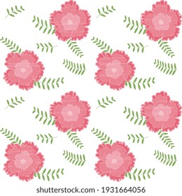 Vektorgrafik mit üppigen Blumen in rosafarbenen Tönen, handgefertigt, strukturiert auf weißem Hintergrund. Cute Grußkartendesign.