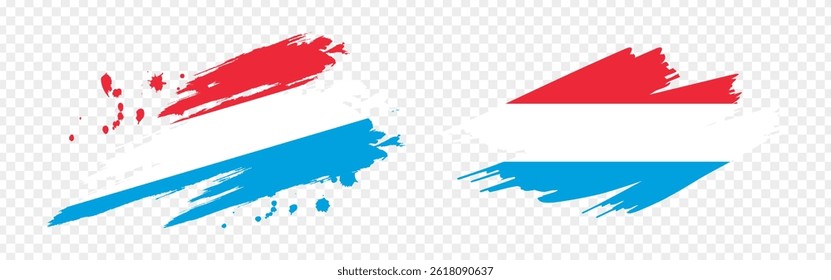 Vector illustration of Luxembourg flag in brush stroke effect on transparent background