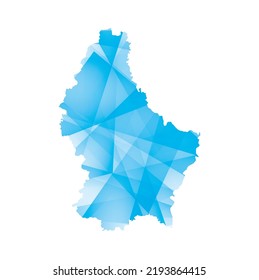 vector illustration of Luxembourg map with blue colored geometric shapes