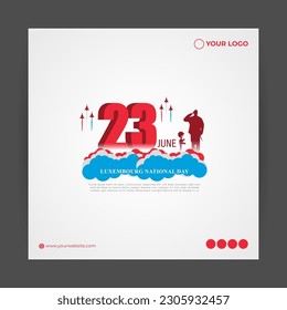 Vector illustration of Luxembourg National Day social media story feed mockup template