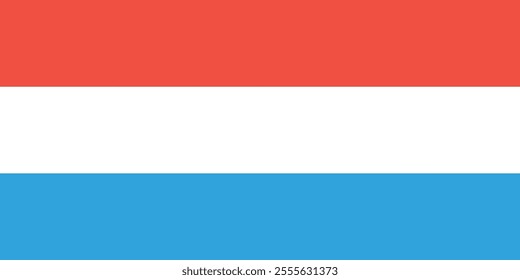 Vector illustration of the Luxembourgish flag in its original 1:2 proportion, featuring three horizontal stripes in red, white, and light blue. Clean and professional design for versatile uses.