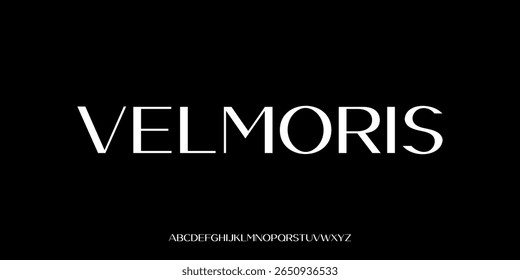 Vector illustration of a luxurious style alphabet font with a modern touch that combines classic elegance. Suitable for editorial titles, cinematic branding, fashion logos, formal invitations.