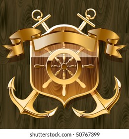 Vector illustration of luxurious yacht club emblem