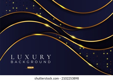 Vector Illustration Luxury Abstract Background  combining Blue Color with Shiny Gold Effect