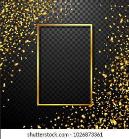 Vector Illustration Of Luxury Celebrations background with falling pieces of metallic gold glitter and confetti