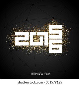 vector illustration luxury Christmas ball and a happy new year 2016 with the texture gold, golden greeting card