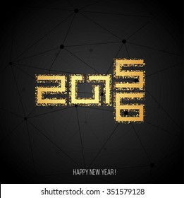 vector illustration luxury Christmas ball and a happy new year 2016 with the texture gold, golden greeting card