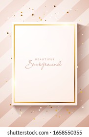 Vector Illustration Luxury Cream Color Poster Template. Mockup With Golden Elements