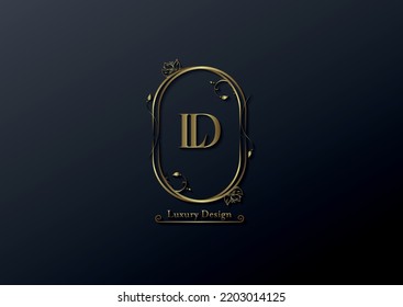 Vector Illustration Of Luxury Golden Logo Isolated On Black Background. Golden Mockup Logo Template Design