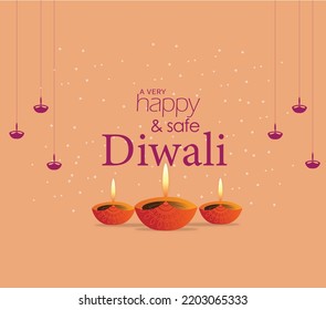 Vector illustration or Luxury greeting card of Diwali festival with stylish beautiful oil lamp and Diwali elements,Diwali SALE, Diwali Special offer background.