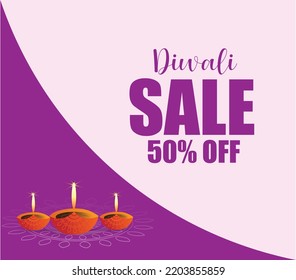 Vector illustration or Luxury greeting card of Diwali festival with stylish beautiful oil lamp and Diwali elements,Diwali SALE, Diwali Special offer background.
