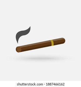 Vector illustration of a luxury Havana cigar with label. Cigar. An expensive cigar.Vector Simple modern icon design illustration.