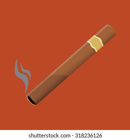 Vector illustration of a luxury Havana cigar with label. Cigar. An expensive cigar.