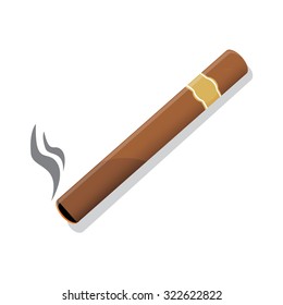 Vector illustration of a luxury Havana cigar with label. Cigar. An expensive cigar.