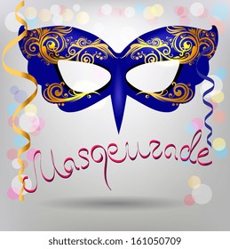 Vector illustration of luxury mask for masquerade , decorated of gold and patterns