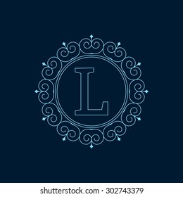 Vector illustration. Luxury Monogram blue logo.