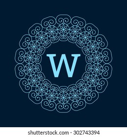 Vector illustration. Luxury Monogram blue logo.
