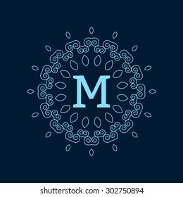 Vector illustration. Luxury Monogram blue logo.