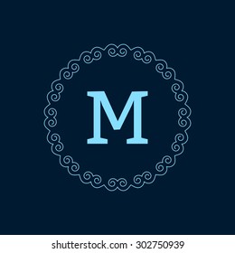 Vector illustration. Luxury Monogram blue logo.