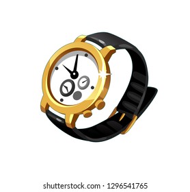 vector illustration of luxury steel golden watch