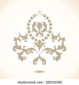 vector illustration. luxury texture gold pattern with a laurel branch & floral pattern.