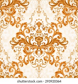 Vector Illustration. Luxury Texture For Wallpapers, Fabric Patterns Baroque, Damask Seamless Floral Pattern.
