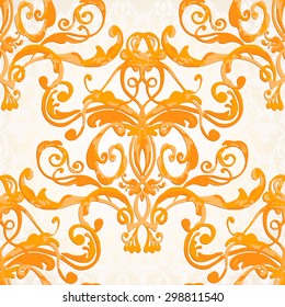 Vector illustration. luxury texture for wallpapers, fabric patterns Baroque, Damask seamless floral pattern.
