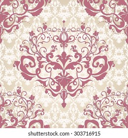 Vector illustration. luxury texture for wallpapers, fabric patterns Baroque, Damask seamless floral pattern.
