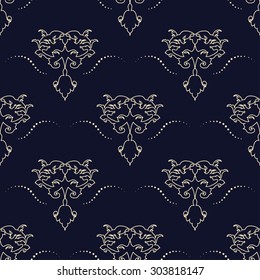 Vector illustration. luxury texture for wallpapers, fabric patterns Baroque, Damask seamless floral pattern.