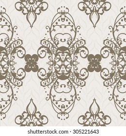 Vector illustration. luxury texture for wallpapers, fabric patterns Baroque, Damask seamless floral pattern.
