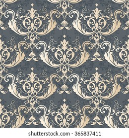 Ilustração vetorial. textura de luxo para papéis de parede, padrões de tecido Barroco, padrão floral sem costura Damask.

