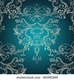 Vector illustration. luxury texture for wallpapers, fabric patterns Baroque, Damask seamless floral pattern.
