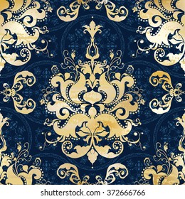 Vector illustration. luxury texture for wallpapers, fabric patterns Baroque, Damask seamless floral pattern.
