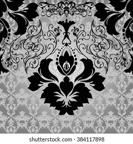 Vector illustration. luxury texture for wallpapers, fabric patterns Baroque, Damask seamless floral pattern. 