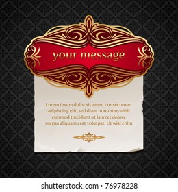 Vector illustration - Luxury vintage golden framed labels with paper banner