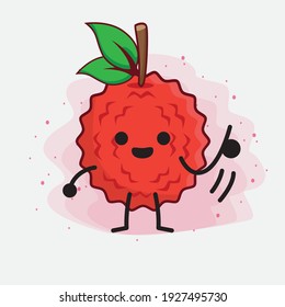 Ilustración vectorial del personaje de la fruta Lychee con cara linda, manos simples y líneas de la pierna en fondo aislado. Estilo de dibujo animado plano.
