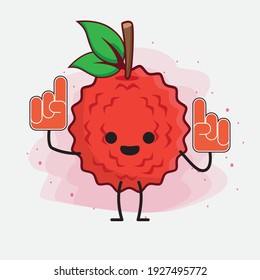 Vector Illustration of Lychee Fruit Character with cute face, simple hands and leg line art on Isolated Background. Flat cartoon doodle style.