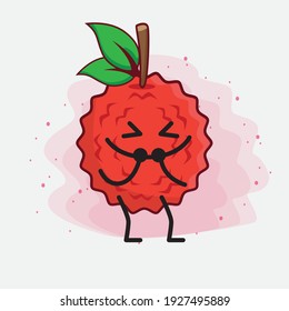 Ilustración vectorial del personaje de la fruta Lychee con cara linda, manos simples y líneas de la pierna en fondo aislado. Estilo de dibujo animado plano.