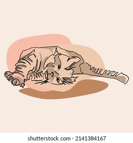 Vector illustration of a lying cat